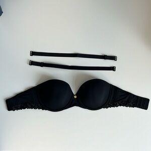 Natori Pure Luxe Strapless Contour Underwire Black Bra 30C